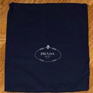 Prada Navy Blue Large Flannel Drawstring Dust Bag 16” x 17.5”